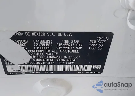 2018 Honda Hr-V Ex из США, поврежденный, VIN 3CZRU6H52JM706944